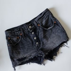 Levi’s 501 Ripped Black Jean Shorts
